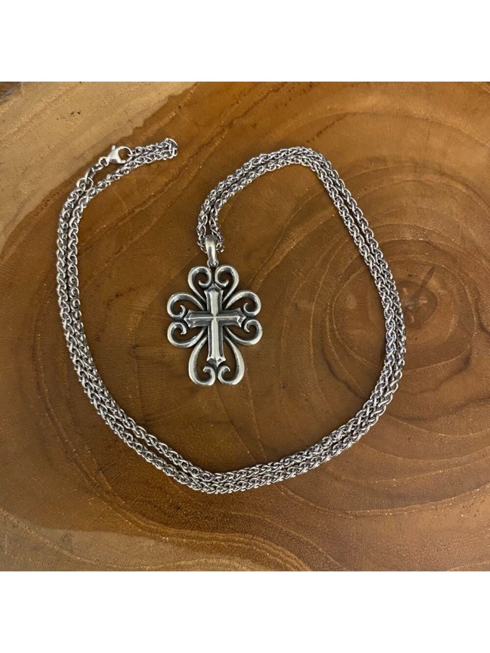 RETIRED James Avery Melanie Cross Necklace, Sterling Silver